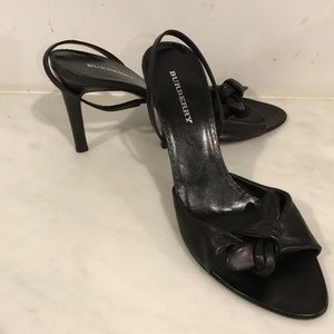 BURBERRY black heels, slides, sandals, like new!